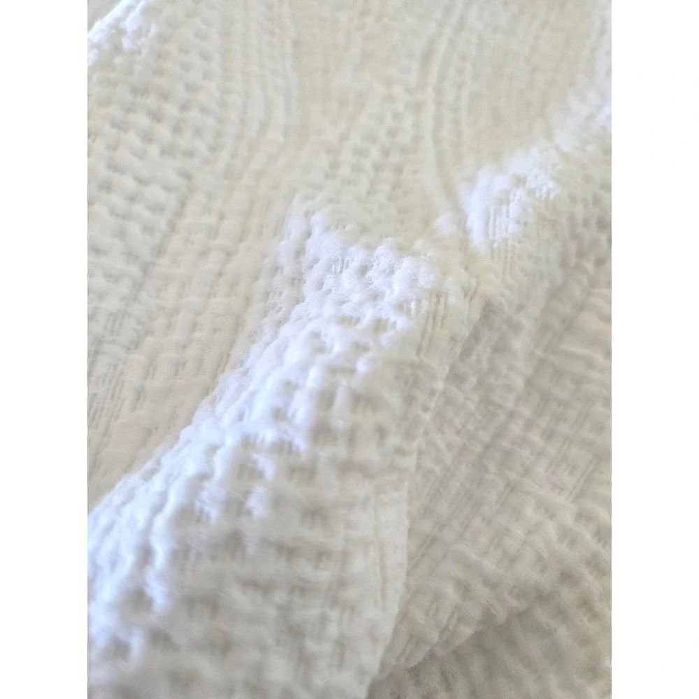 West Elm Full Queen Duvet Cover White Tencel Cotton Textured One Pillowcase